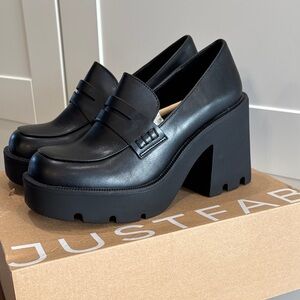 JustFab Black Platform Loafers